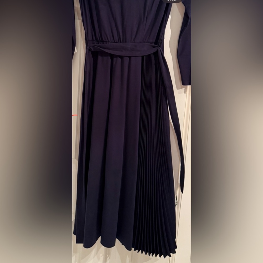 Maxmara, long sleeves, belt, half pleaded front, cotton spandex, over knee, s